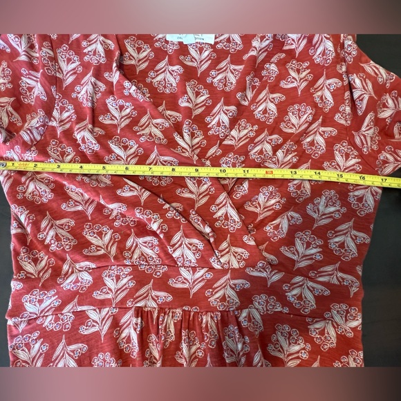 Soft organic cotton A-line midi dress, faux wrap front, 3/4 sleeve, eco friendly - Picture 2 of 6